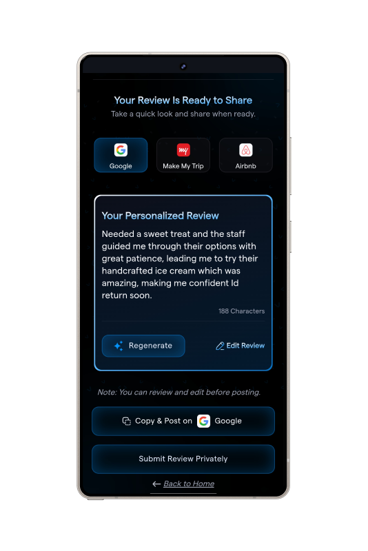 Revueo: Voice and SEO-driven Review management for businesses